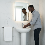 Wahkit Ceramic Pedestal Basin with Wide Shallow Bowl & Straight Pedestal 465mm - 4006