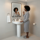 Wahkit Ceramic Pedestal Basin with Rounded-Corner Rectangular Bowl & Straight Pedestal 400mm - 4011
