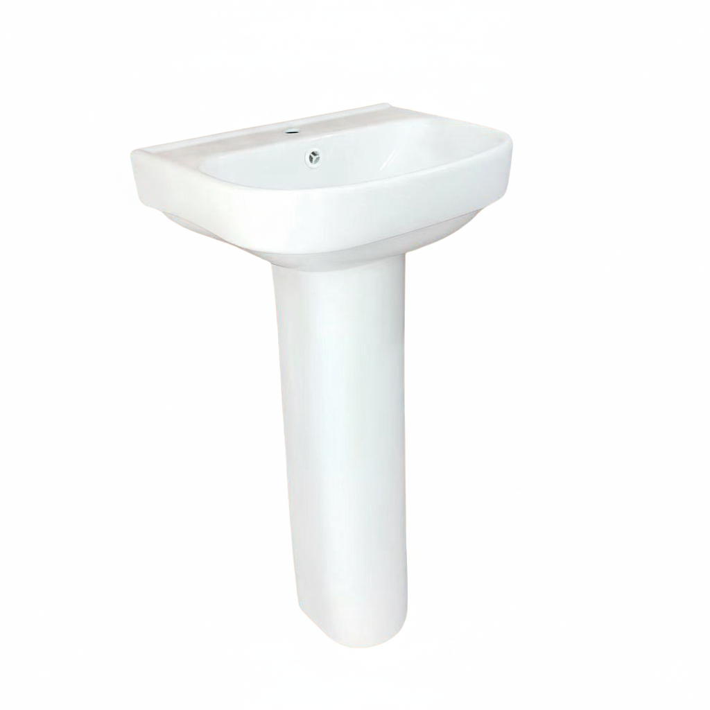 Wahkit Ceramic Pedestal Basin with Rounded-Corner Rectangular Bowl & Straight Pedestal 400mm - 4011