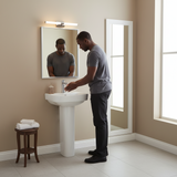 Wahkit Ceramic Pedestal Basin with Rounded-Corner Rectangular Bowl & Straight Pedestal 400mm - 4011