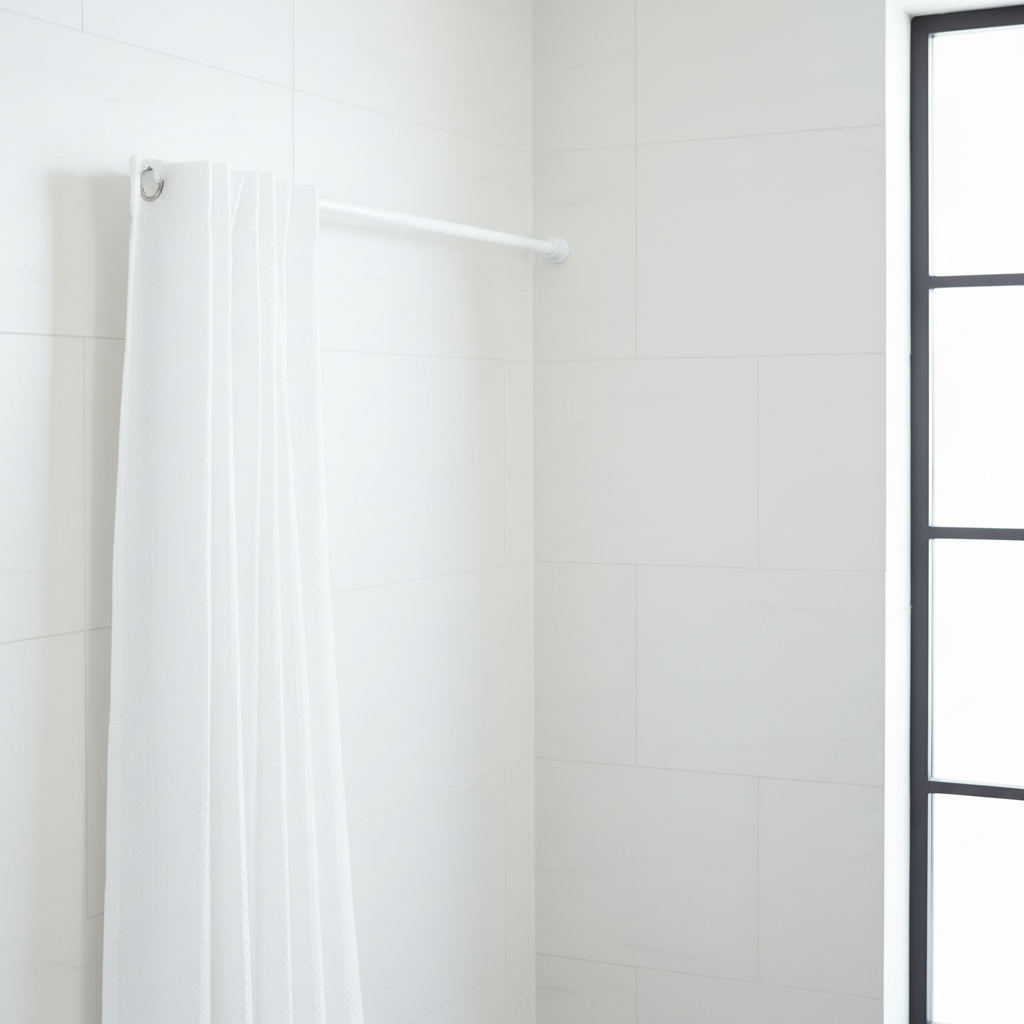 Tera 2.6m Adjustable Bathroom Curtain Rod | Silver & White