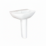 Wahkit Large Ceramic Pedestal Basin with Wide Shallow Oval Bowl & Straight Pedestal 580mm - 4010