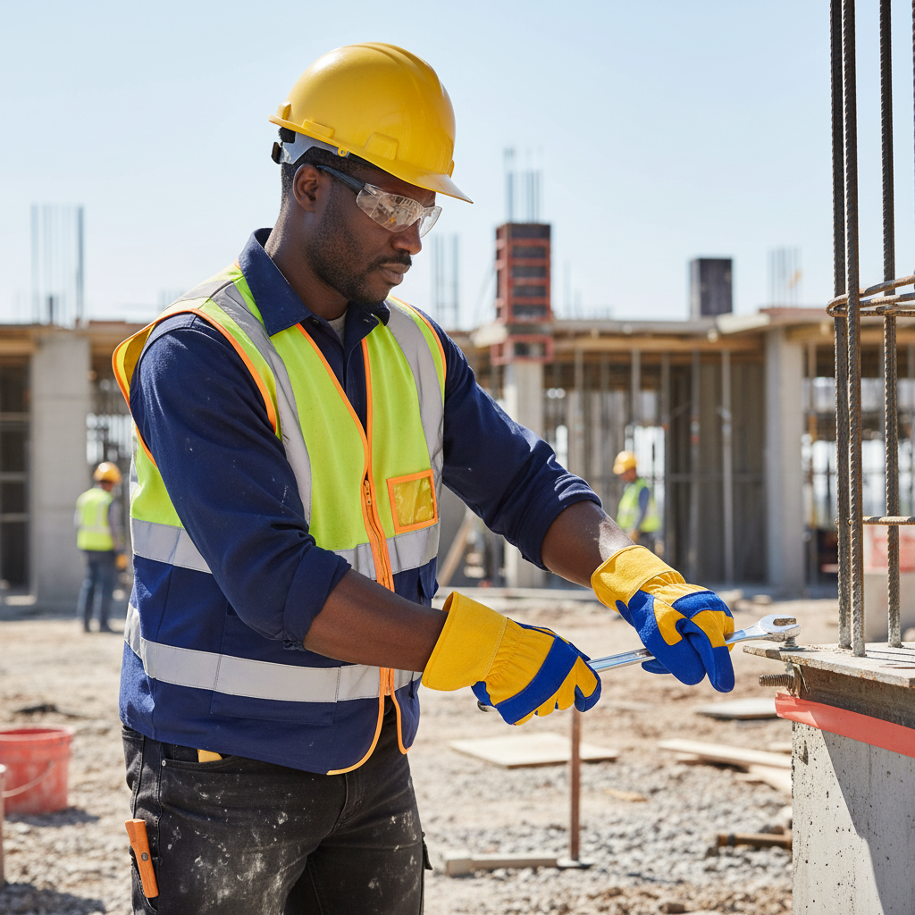 Grado 10.5" Combination Work Gloves with Blue & Yellow Finish - GRA-WCG-10.5