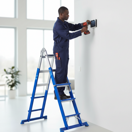 Wadfow 4 x 4 Multipurpose Steel & Aluminium Folding Ladder 150kg - WLD7H16