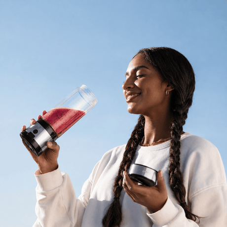 Cecotec WanderlustMix 400ml Portable Smoothie Blender 126W with Portable Cup, 4 Black Titanium Coated Blades & USB Charging - 4396