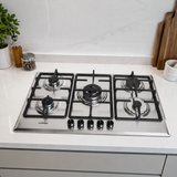 Luxell 90cm 5-Burner Stainless Steel Gas Hob with Wok Support - M9-50BTF