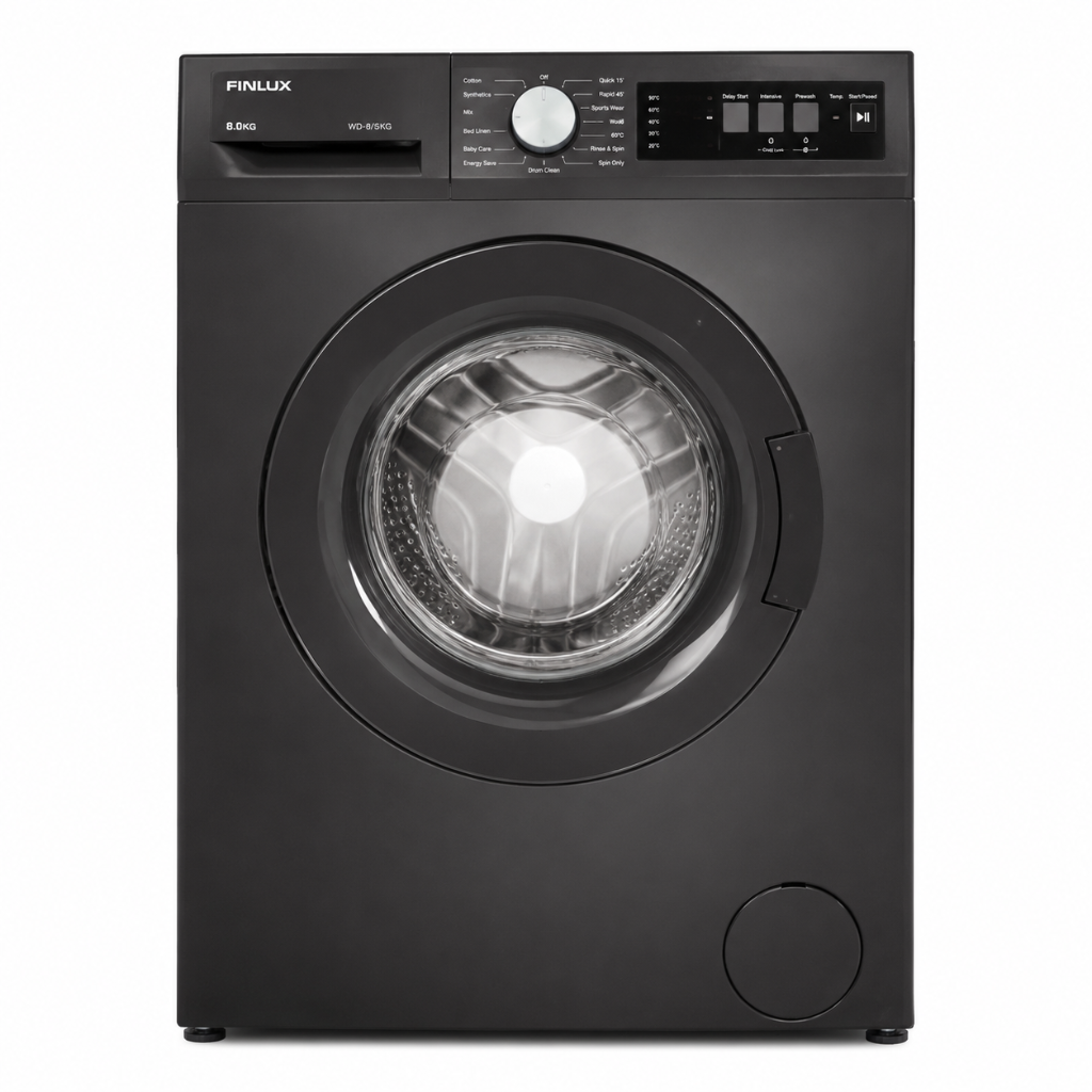 Finlux 8kg Graphite Front-Load Washing Machine with Digital Display 1200RPM - F12008KG-DS