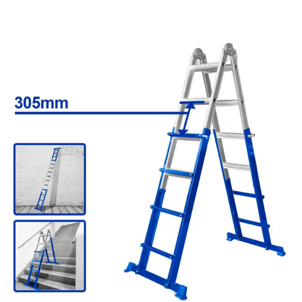 Wadfow 4 x 4 Multipurpose Steel & Aluminium Folding Ladder 150kg - WLD7H16
