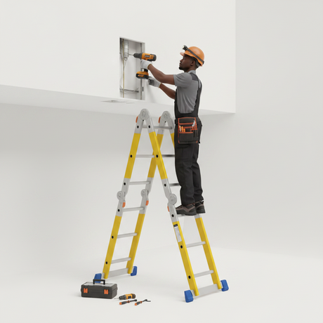 Wadfow 150kg Multipurpose Fibreglass Folding Ladder | 4 x 3 & 4 x 4
