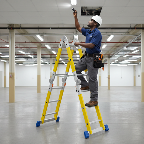 Wadfow 150kg Multipurpose Fibreglass Folding Ladder | 4 x 3 & 4 x 4