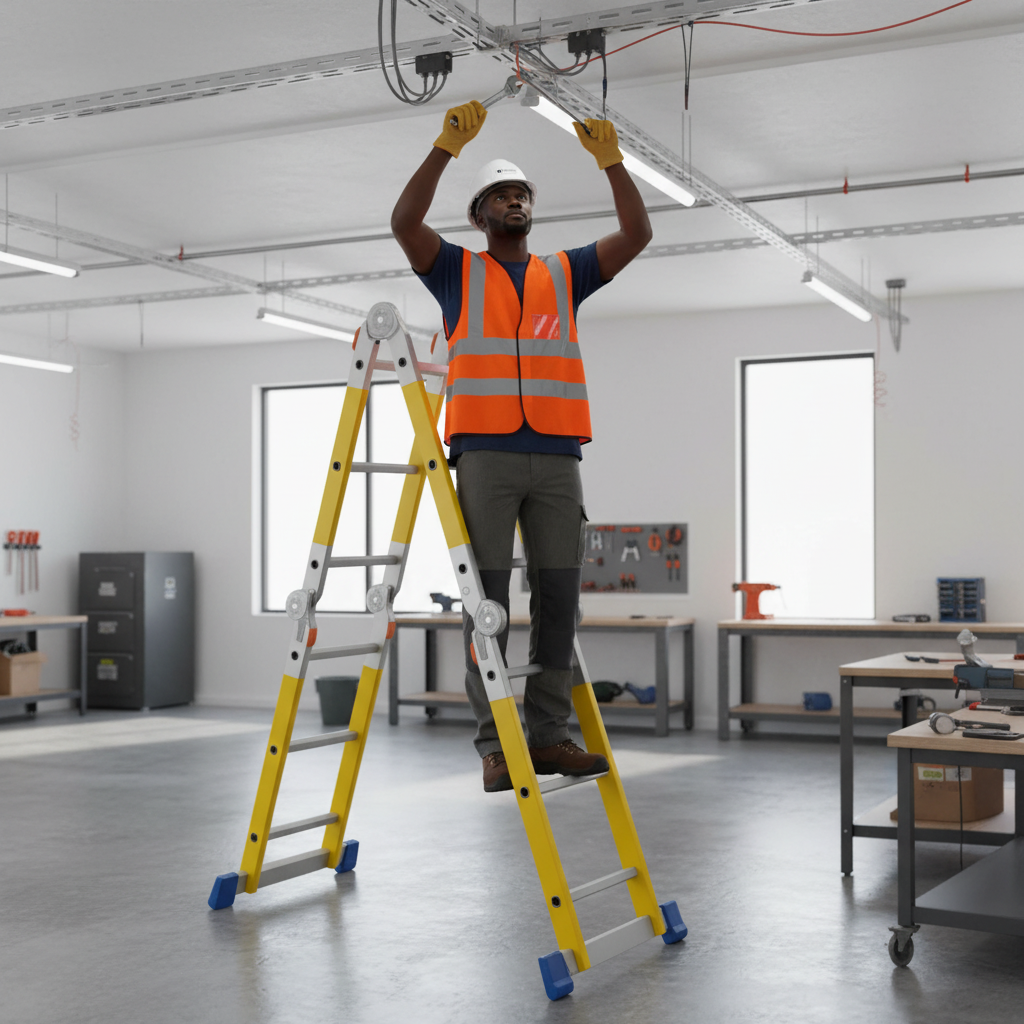 Wadfow 150kg Multipurpose Fibreglass Folding Ladder | 4 x 3 & 4 x 4
