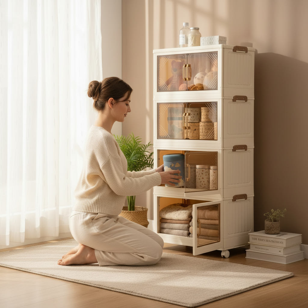 Wadfow 4-Tier Foldable Storage Cabinet - WFCB2165