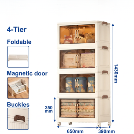 Wadfow 4-Tier Foldable Storage Cabinet - WFCB2165