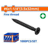 Wadfow 1,000-Piece Fine-Thread Drywall Screw Set 3.5mm x 32mm - WXS2513