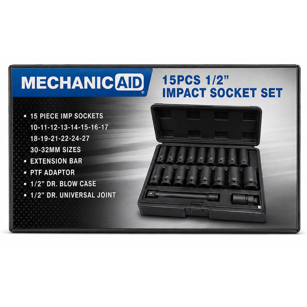 Mechanica 15-Piece 1/2" Drive Deep Impact Socket Set - ME415CRMO