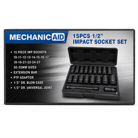 Mechanica 15-Piece 1/2" Drive Deep Impact Socket Set - ME415CRMO