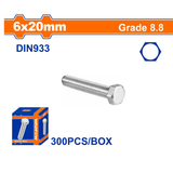 Wadfow 300-Piece Zinc-Plated Hex Bolt Set M6 x 20mm - WXSP514A