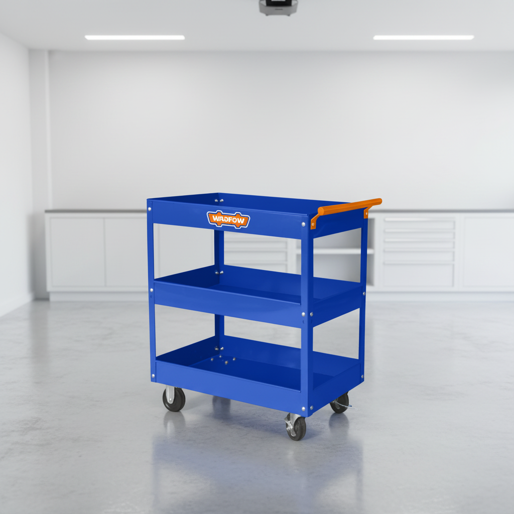 Wadfow 3-Tier Heavy-Duty Steel Tool Cart with Lockable Castors - WCS1A13