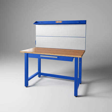 Wadfow Steel Workshop Workbench with Wooden Worktop, Drawer & Tool Panel 1220 x 510 x 1762mm - WCS5A03