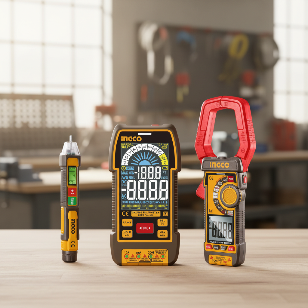 Ingco 3-Piece Electrical Test Kit with Digital Multimeter, AC/DC Clamp Meter & Voltage Detector - COS24069
