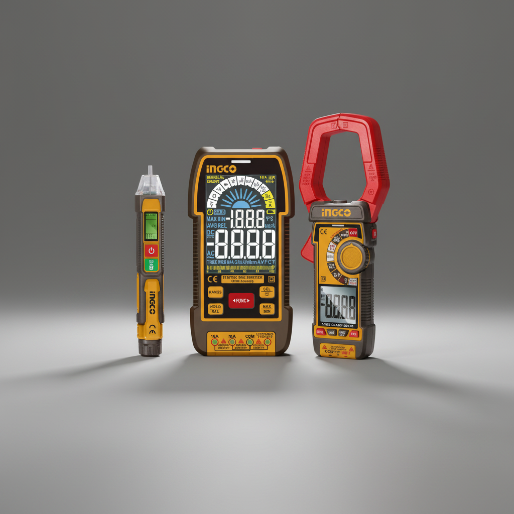 Ingco 3-Piece Electrical Test Kit with Digital Multimeter, AC/DC Clamp Meter & Voltage Detector - COS24069