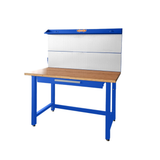 Wadfow Steel Workshop Workbench with Wooden Worktop, Drawer & Tool Panel 1220 x 510 x 1762mm - WCS5A03