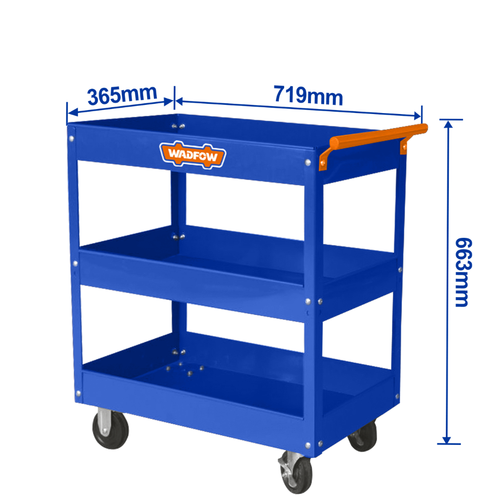 Wadfow 3-Tier Heavy-Duty Steel Tool Cart with Lockable Castors - WCS1A13