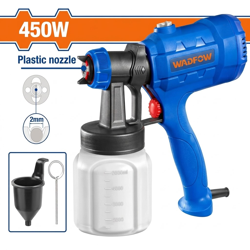Wadfow 450W Electric Paint Spray Gun with 800ml Container - WEG1A16