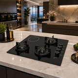 Luxell 60cm 4-Zone Mixed Hob with 3 Gas Burners & 1 Electric Zone - V6-22PYF-31