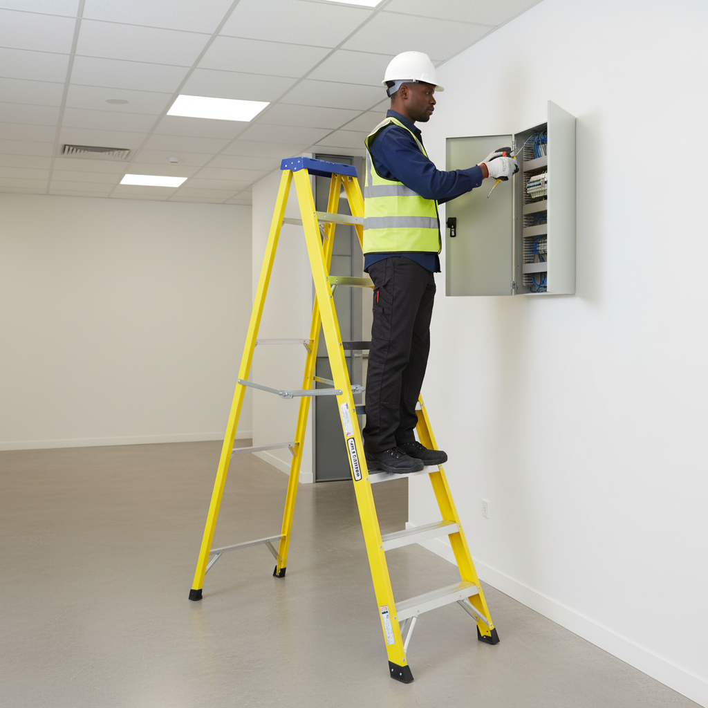 Tera V2 LDGF10 Series Single-Sided Fibreglass Platform Step Ladder | 8 & 10 Steps
