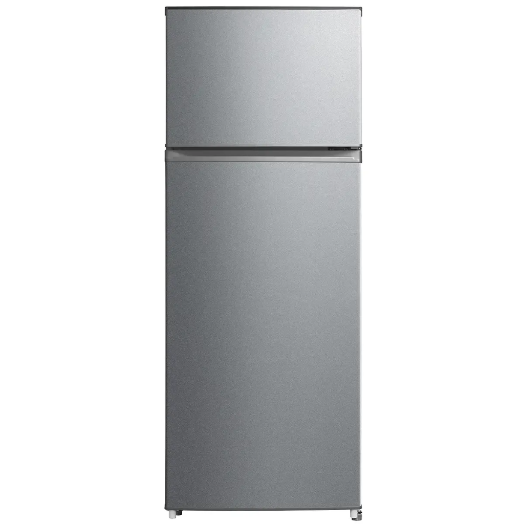 Luxell 204L Top-Mount Refrigerator with Glass Shelves, Dark Silver - LXTF-210SL