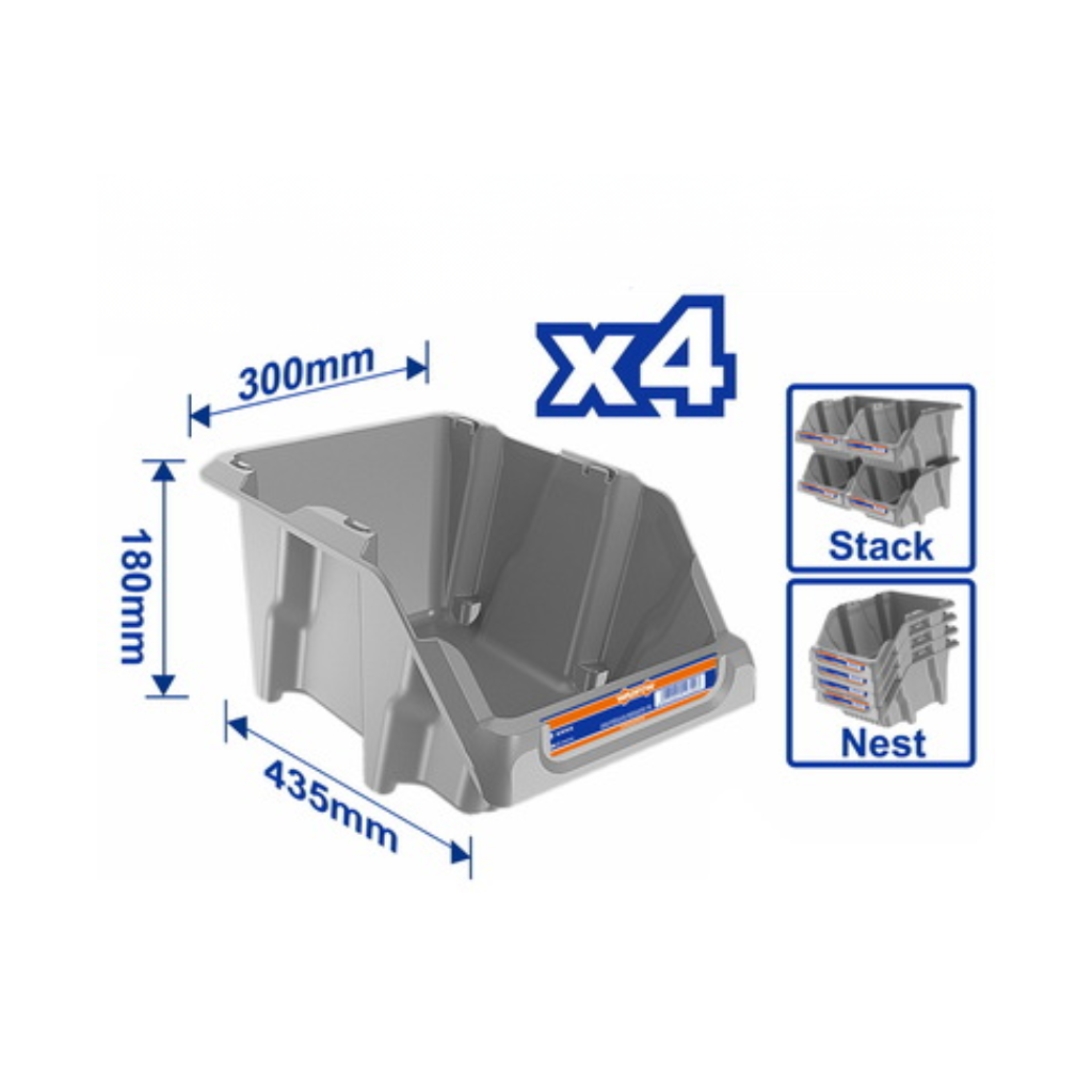 Wadfow 4-Piece 16.5L Stackable Plastic Storage Bin Set - WTB0606