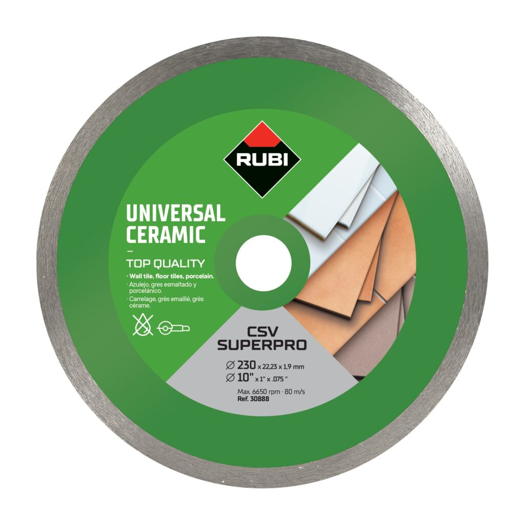 Rubi Continuous Rim Dry-Cut Ceramic Tile Diamond Cutting Disc 125mm & 230mm - CSV PRO & SUPERPRO Series