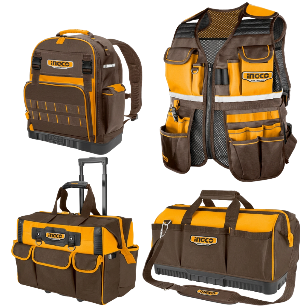 Ingco 4-Piece Professional Tool Bag Set with Tool Vest & Backpack - COS230914