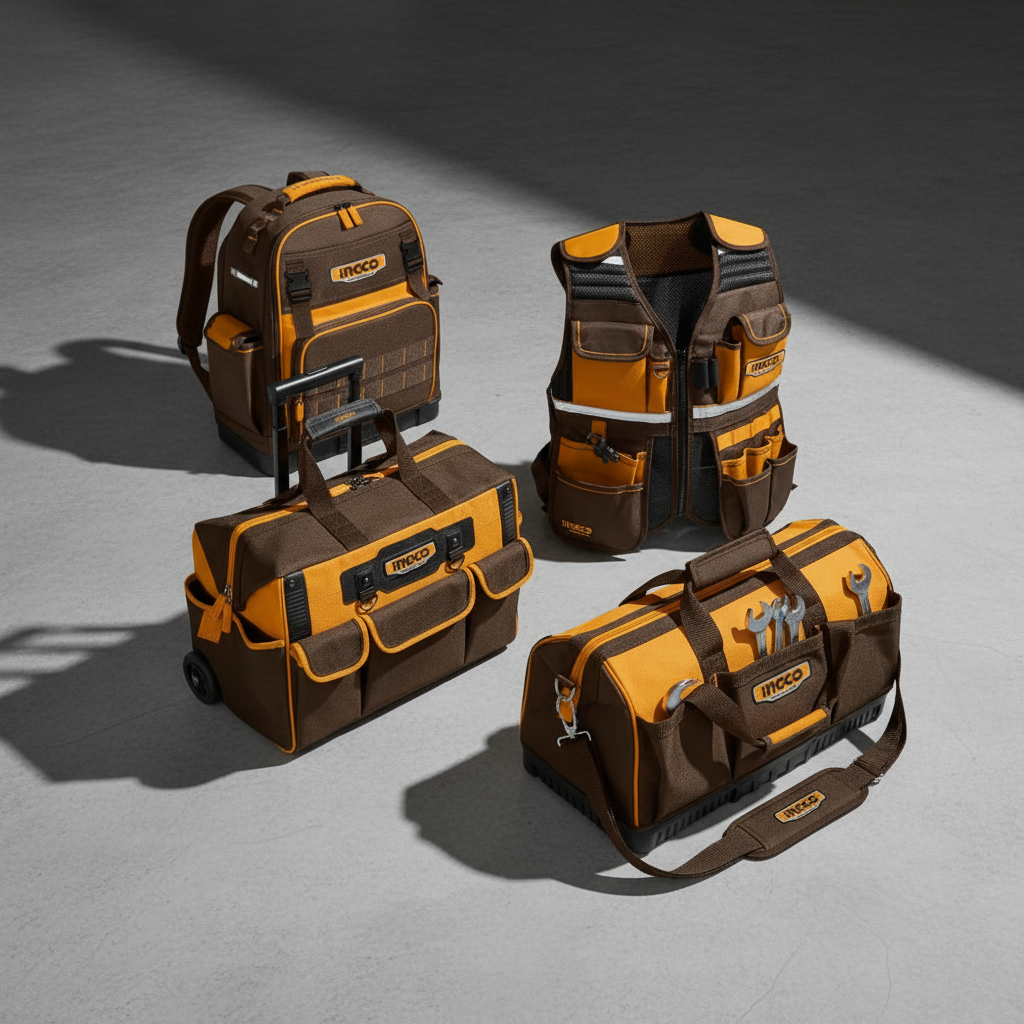 Ingco 4-Piece Professional Tool Bag Set with Tool Vest & Backpack - COS230914