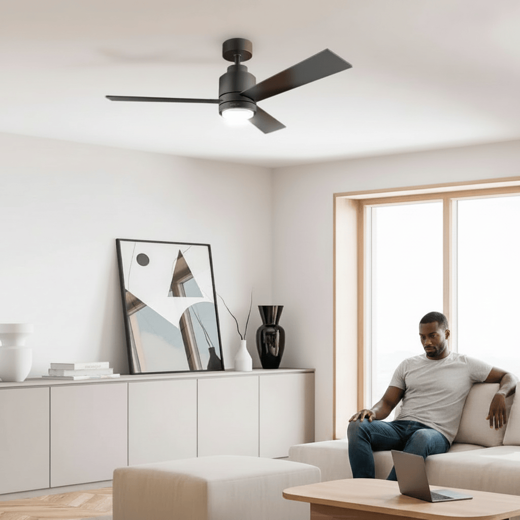 Cecotec EnergySilence Aero Style Black 48" Ceiling Fan with LED Light & Remote - 5836