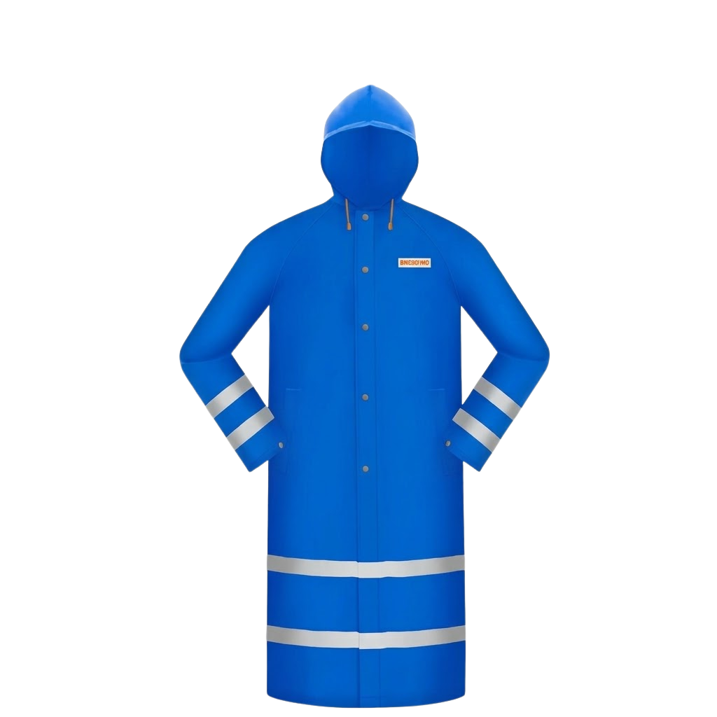 Wadfow Size L Reflective Waterproof PVC Raincoat - WRC400L
