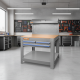 Wadfow Heavy-Duty Work Bench with 3 Drawers, Steel Frame & Pegboard - WCS5A05