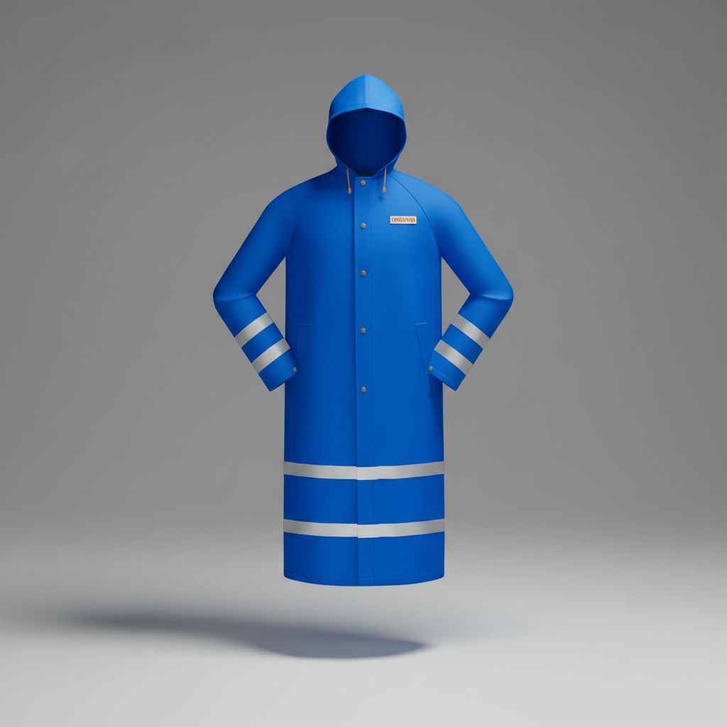 Wadfow Size L Reflective Waterproof PVC Raincoat - WRC400L