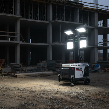 NRG 5.5kW Diesel Generator Tower Light with 4 × 400W Lights, 6m Manual Mast & 16L Tank - NR188FE