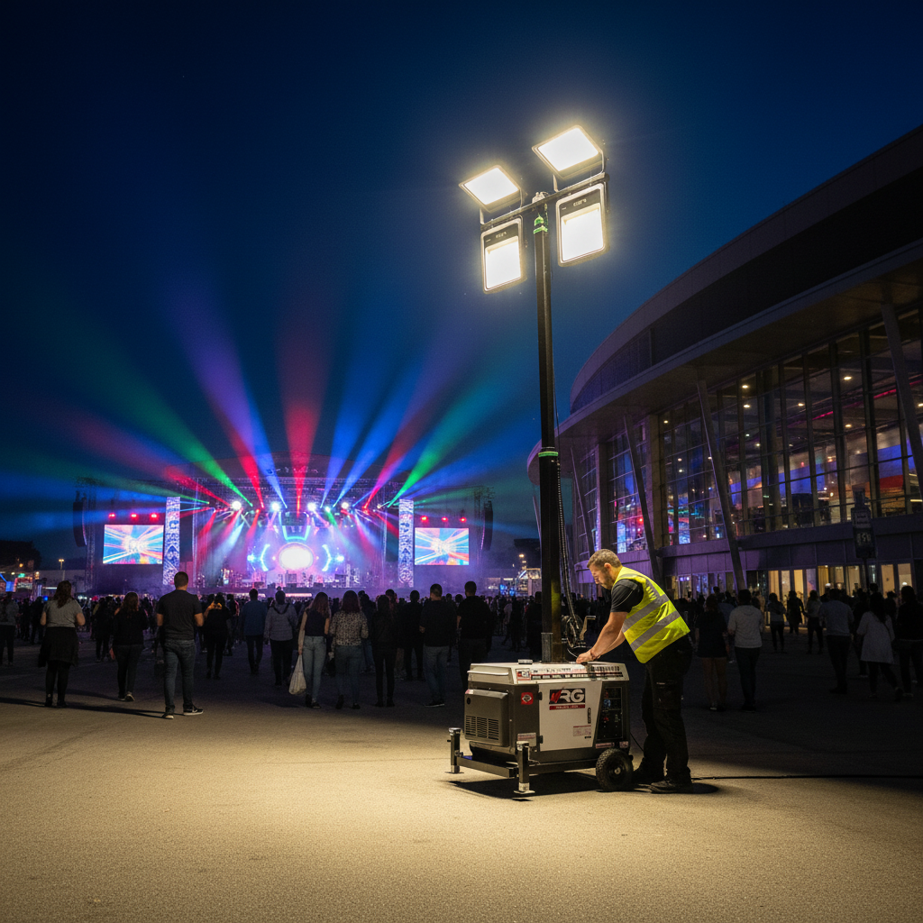 NRG 5.5kW Diesel Generator Tower Light with 4 × 400W Lights, 6m Manual Mast & 16L Tank - NR188FE