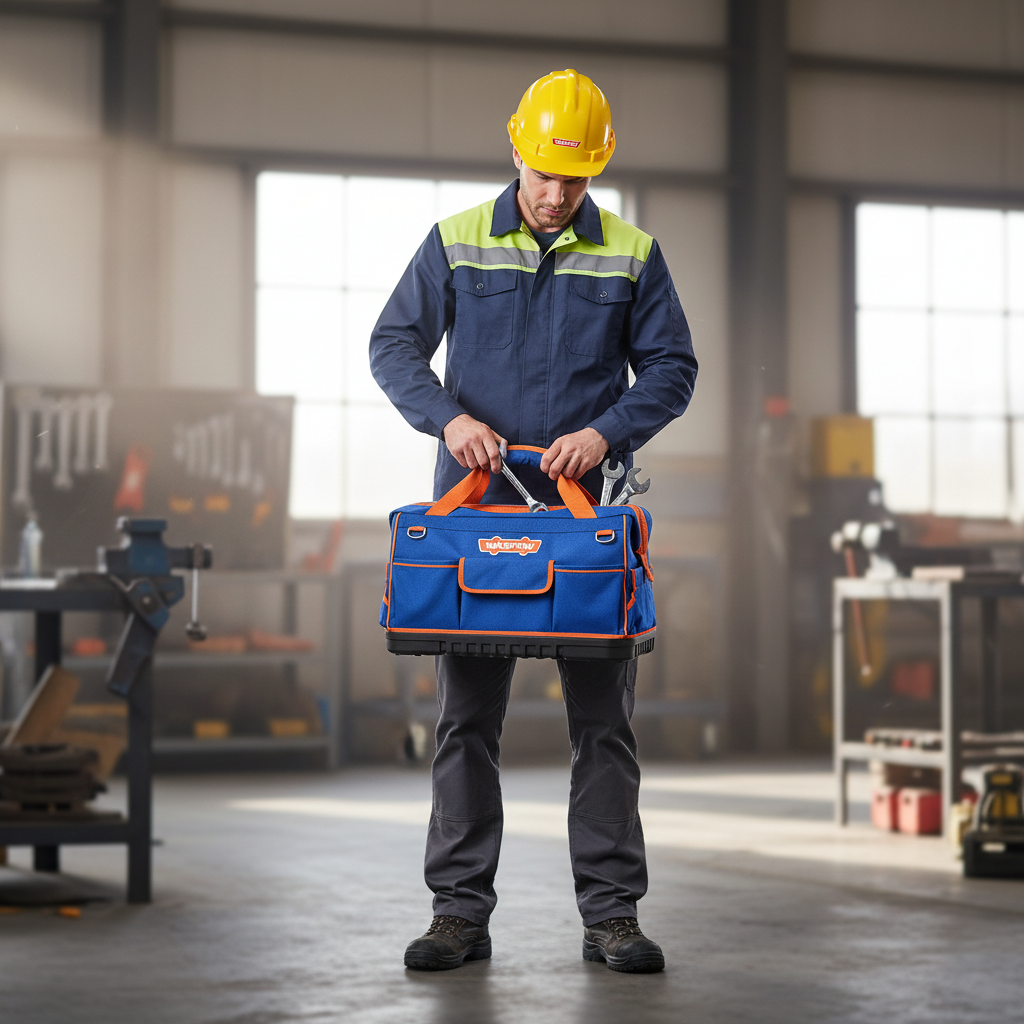 Wadfow 19" Heavy-Duty Tool Bag with Reinforced PP Plastic Base - WTG3120