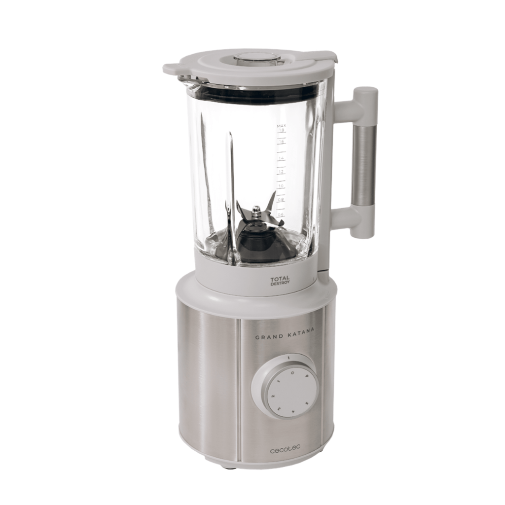 Cecotec Grand Katana Total Destroy 1.8L Jug Blender 1800W with Digital Control Screen | White & Black