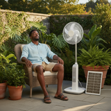 Psychoteq 18" Solar Breeze Rechargeable Solar Fan 30,000mAh with Bluetooth Speaker, Remote Control & 20W Solar Panel - Music Version