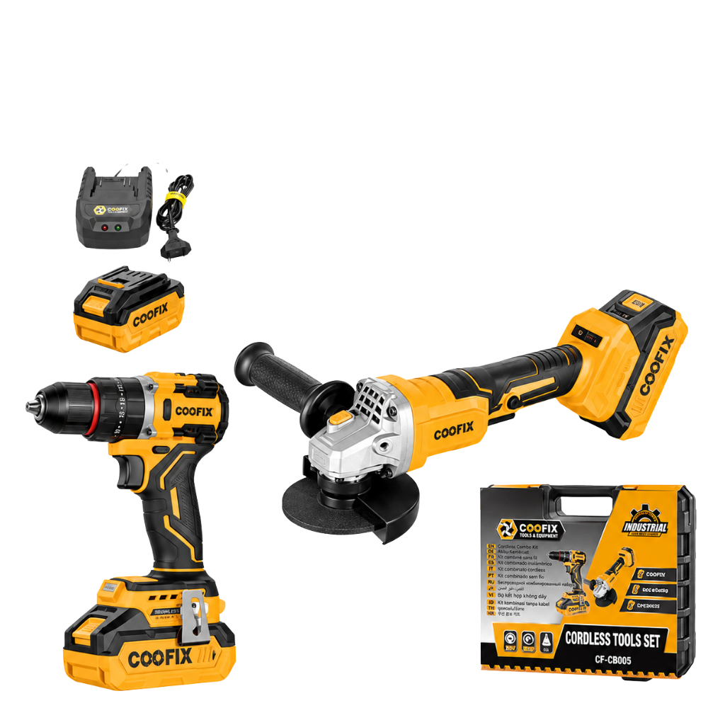 Coofix 20V Cordless Drill & Angle Grinder Kit with 2.0 Ah Battery & Charger - 29527