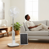 Psychoteq 18" Solar Breeze Rechargeable Solar Fan 30,000mAh with Bluetooth Speaker, Remote Control & 20W Solar Panel - Music Version