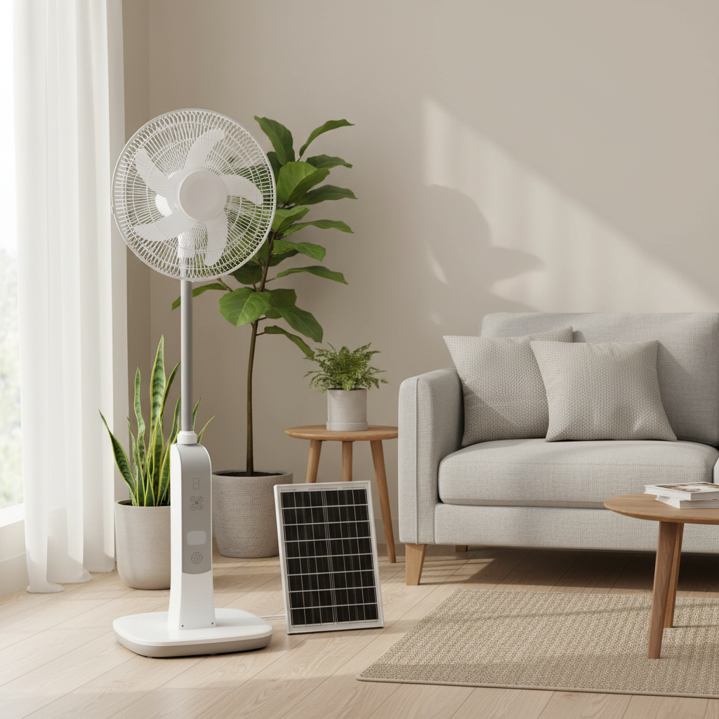 Psychoteq 18" Solar Breeze Rechargeable Solar Fan 30,000mAh with Bluetooth Speaker, Remote Control & 20W Solar Panel - Music Version