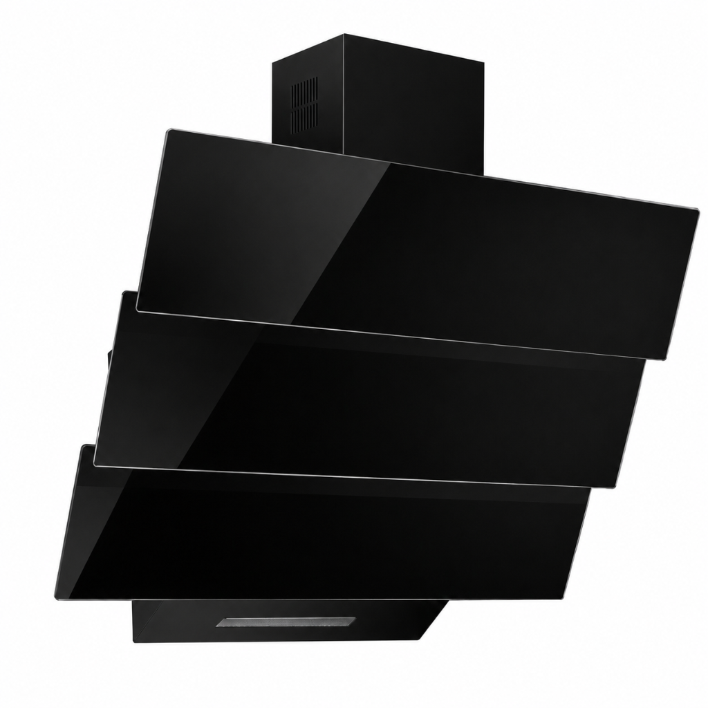 Luxell 60cm Triple Black Glass Cooker Hood with 650m³/h Extraction & Touch Control - DA6-855