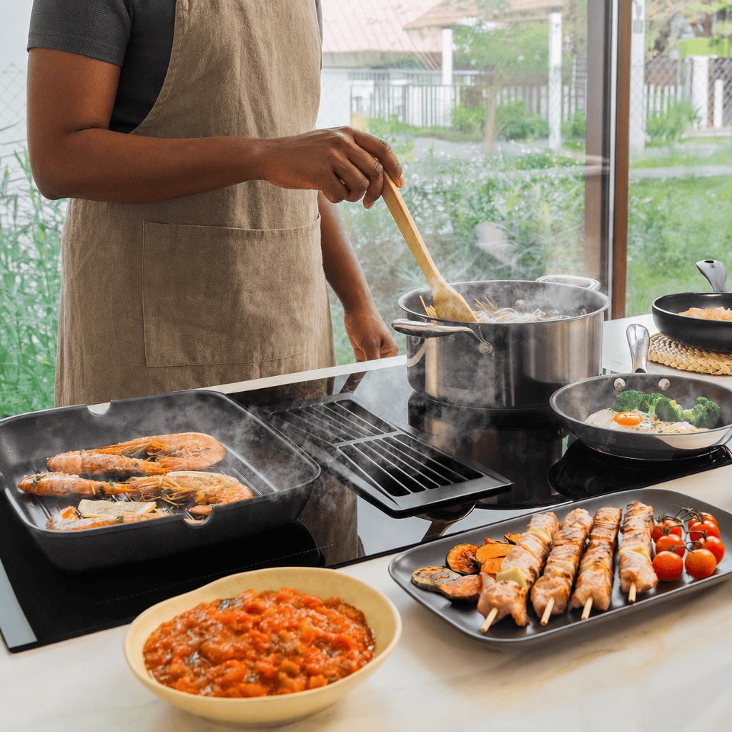 Cecotec Bolero Squad FullFlex 80cm Two Induction Hobs with Integrated Extractor 7400W - 100089