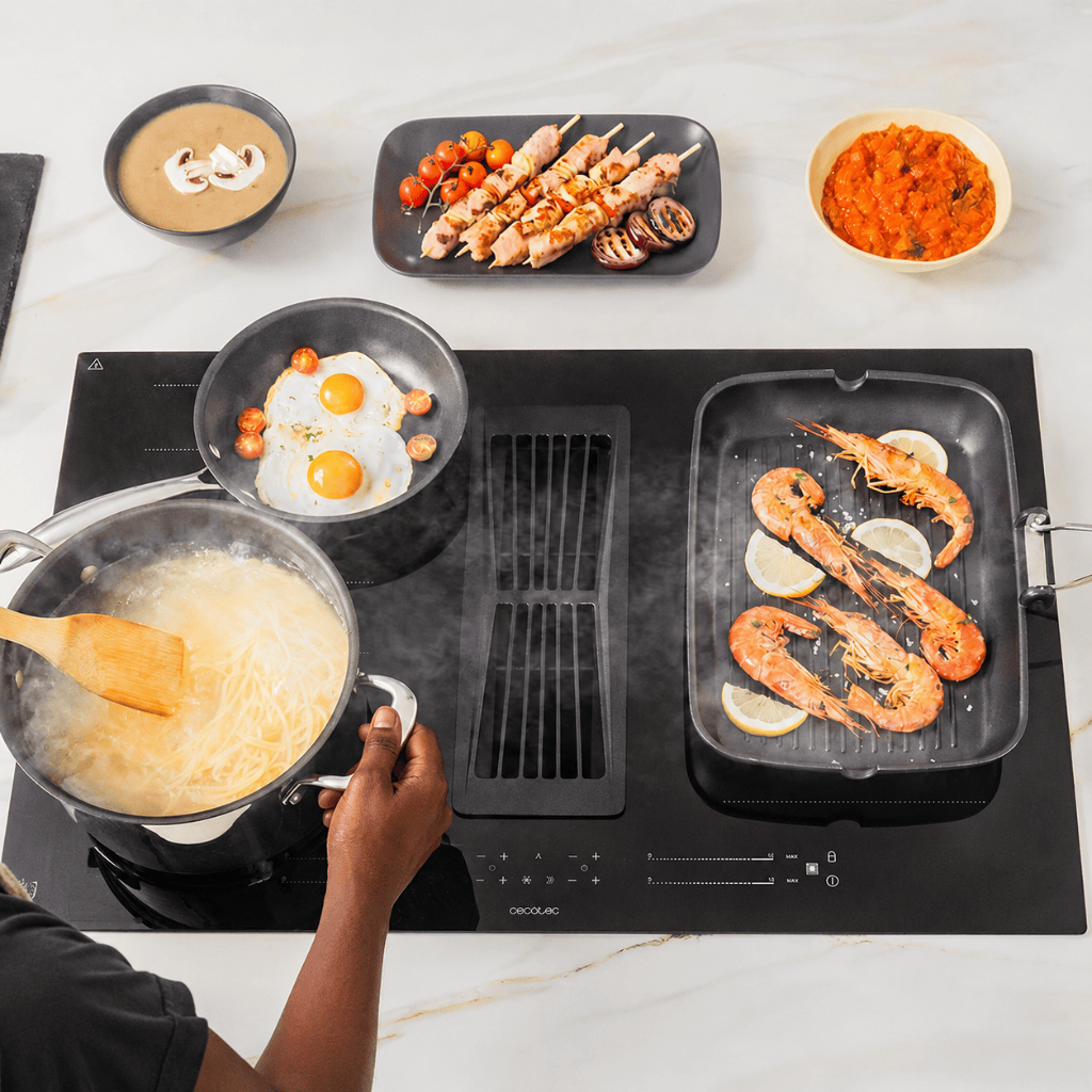 Cecotec Bolero Squad FullFlex 80cm Two Induction Hobs with Integrated Extractor 7400W - 100089
